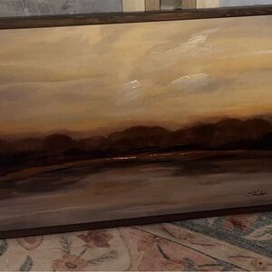 Kirklands Serene Abstract Landscape in Brown and Cream